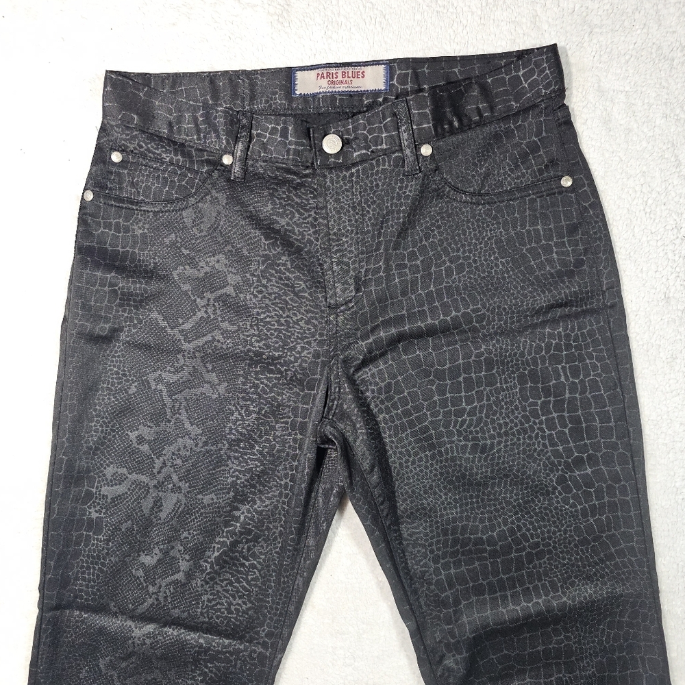 Paris Blues Vintage 1980's Midrise Flare Tiger Striped Pants Black 13 - Picture 2 of 10